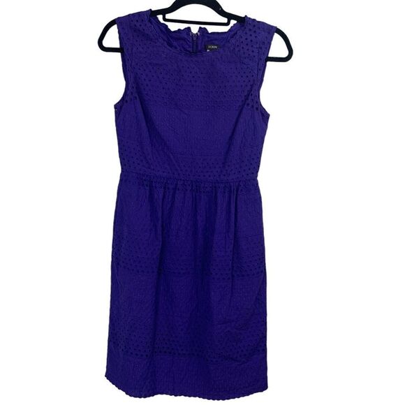 J. Crew Purple Sleeveless Eyelet Lace Dress - Picture 1 of 8